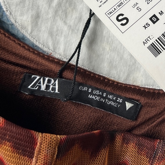 NWT Zara Womens Brown Tulle Corset Bustier Party Summer Top Small - Picture 9 of 13